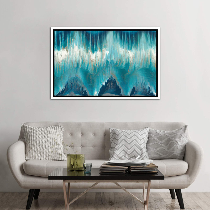 Reproduction d’art sur papier Chevron revisée « par Blakely Bering », H 40 po x l 60 po x P 1,5 po, Toile blanche encadrée