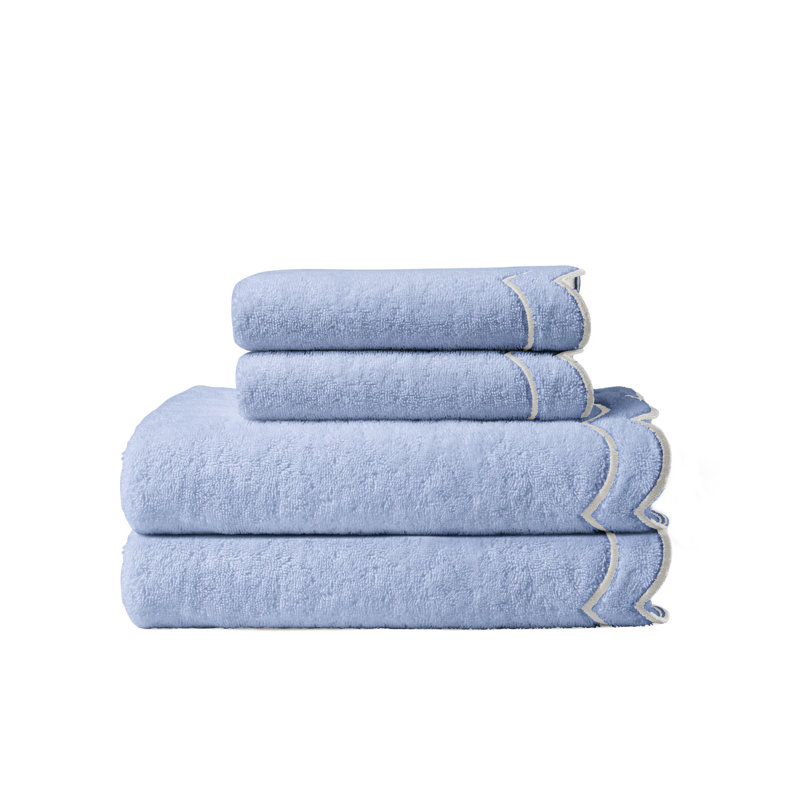 Peri Home Scallop 2 Bath + 2 Hand Towel Set, Blue
