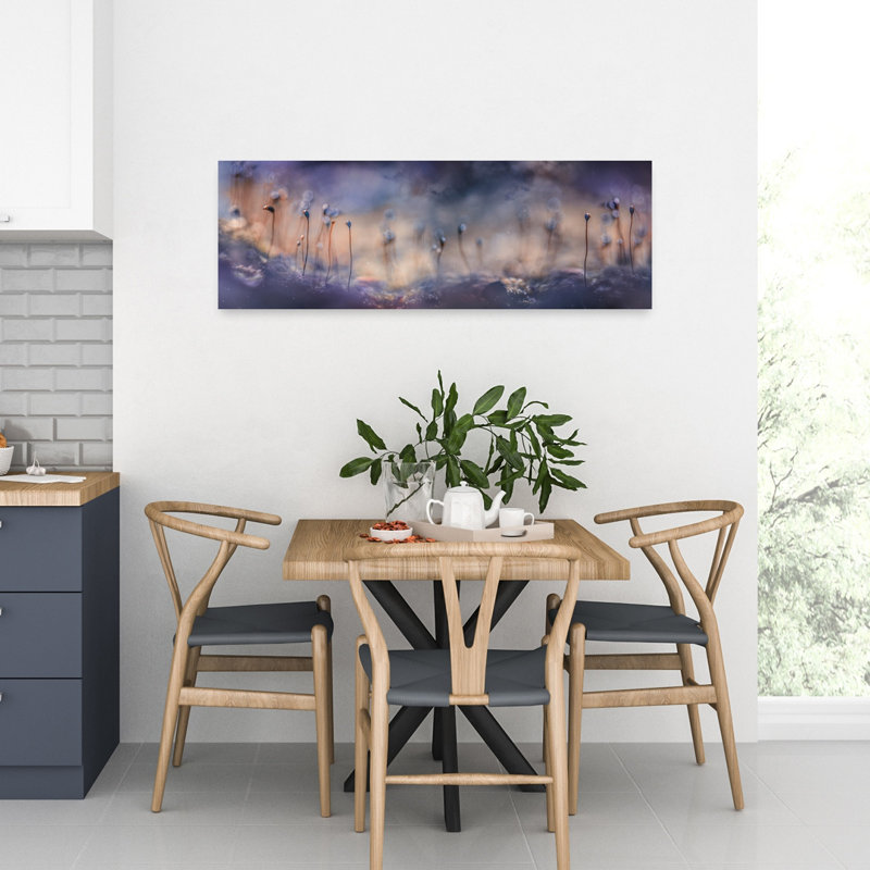 Rêve mauve, tiges abstraites, paysage délicat, art mural, H 12 po x l 36 po