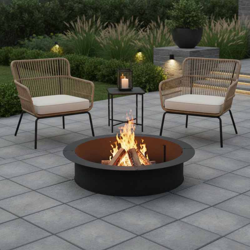 Anneau de feu rond Kan chacune, H 10,25 po x l 44 po x P 44 po