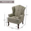 Fauteuil d'appoint à oreilles en lin brun clair avec accoudoirs roulés et pieds en bois massif Duward (ensemble de 2)-634875467