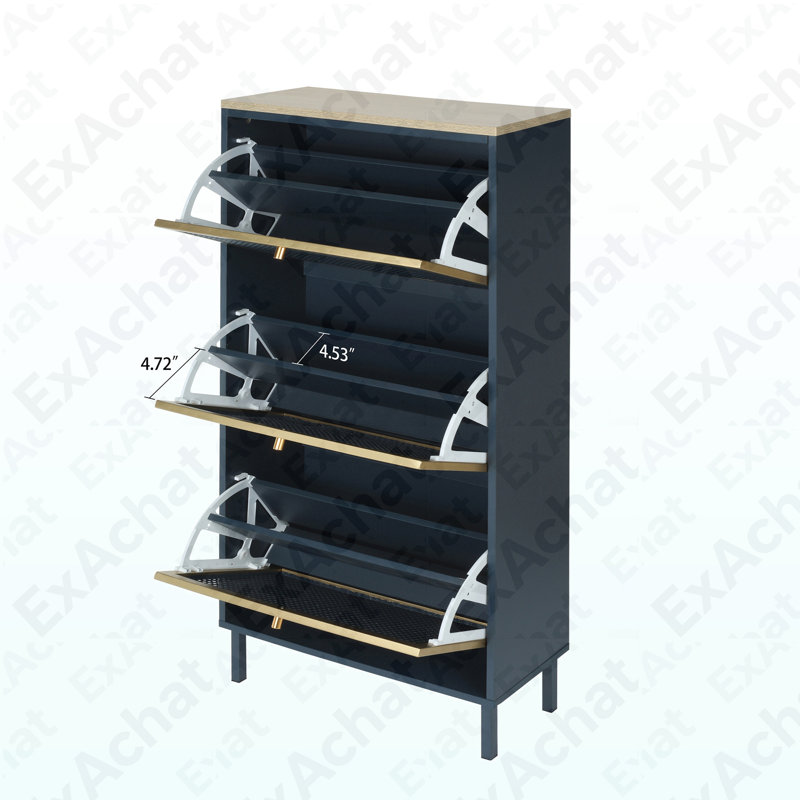 Range-chaussures 3 portes en métal, armoire de rangement pour chaussures autoportante moderne, rotin en métal, pour vestibule