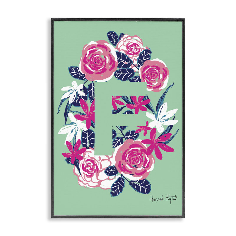 «Floral Bloom», lettre F, giclée par Hannah Louise Byatt, Giclée encadrée noir minuit, H 30 po x l 20 po