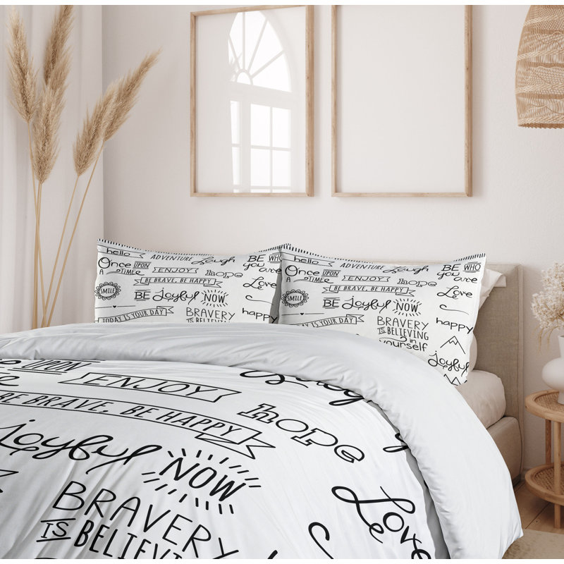 King Size Black and White Microfiber Duvet Cover Set