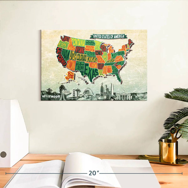 Carte des États-Unis avec autocollants Aliaz, H 8 po x l 12 po