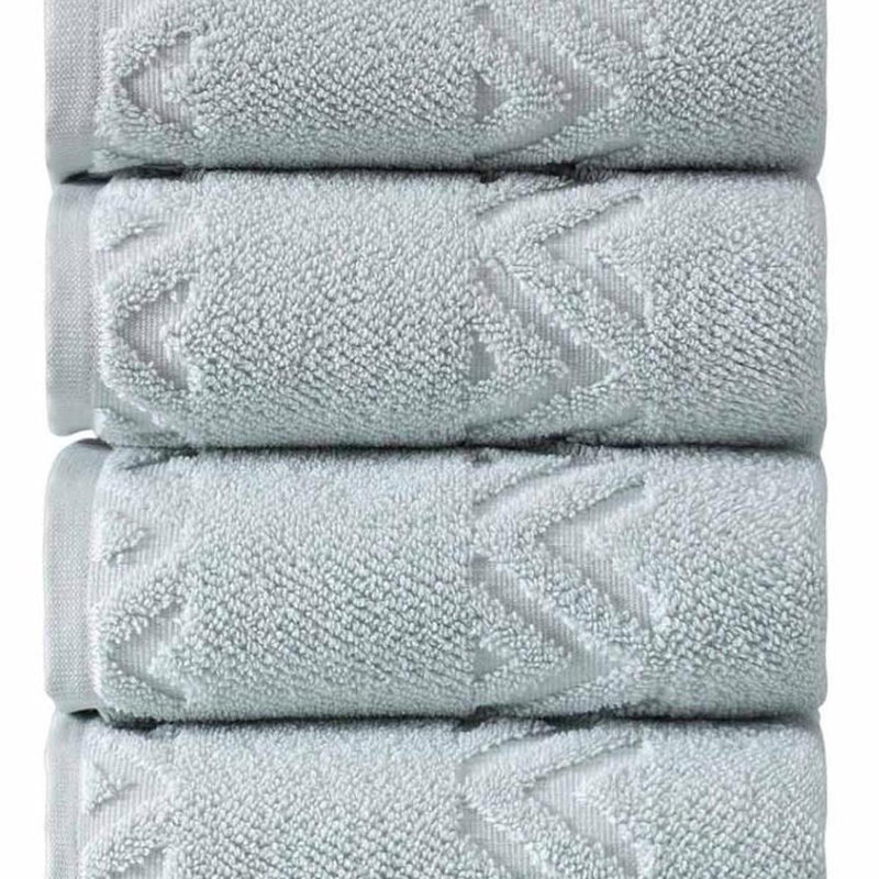 Ensemble de quatre serviettes de toilette géométriques turquoise en coton turc 27" x 54"