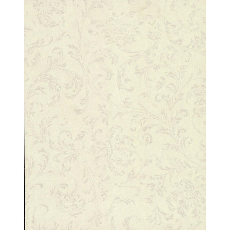 Rouleau de papier peint floral et botanique 33 pi x 21 po délicat scroll, Amande