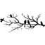 Sculpture murale en métal, oiseaux vifs en métal sur une branche, décoration murale feuilles noires avec oiseau