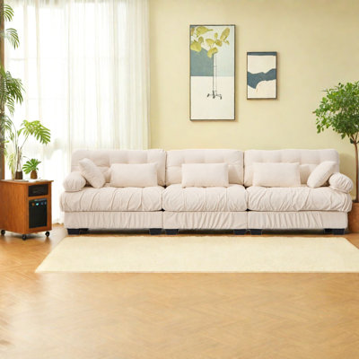 Spacious Sectionals, Wood 123 Inch Modern Deep Seat Sofa For Home