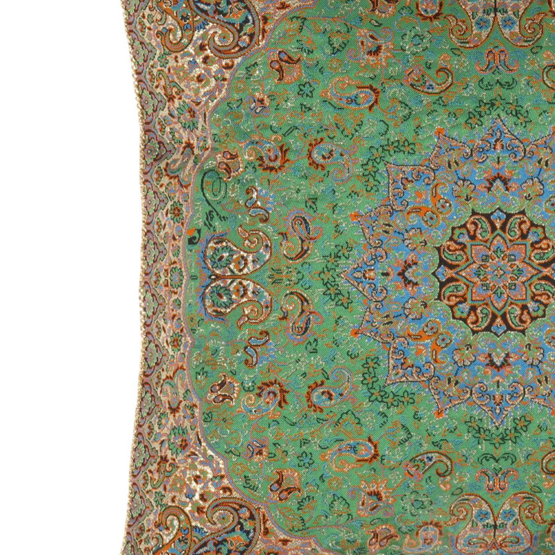 Square Pillow Cover & Insert, 20" H x 20" W, Green/Brown Oriental