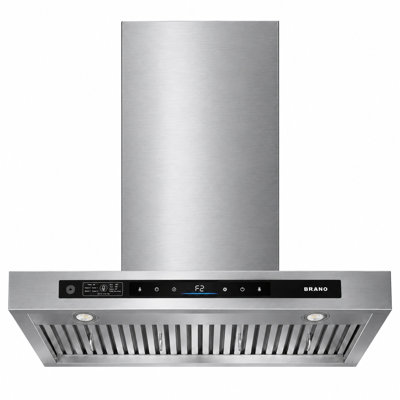 Hotte murale BRANO 91 cm (36 po) à conduit, moteur à inverseur CC de 1000 pi³/min, commande vocale tactile gestuelle, hotte silencieuse à 6 vitesses avec filtres lavables au lave-vaisselle et éclairage DEL