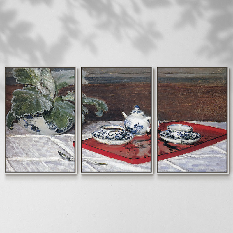 The Tea Service, 1872, reproduction sur toile 3 pièces, Blanc