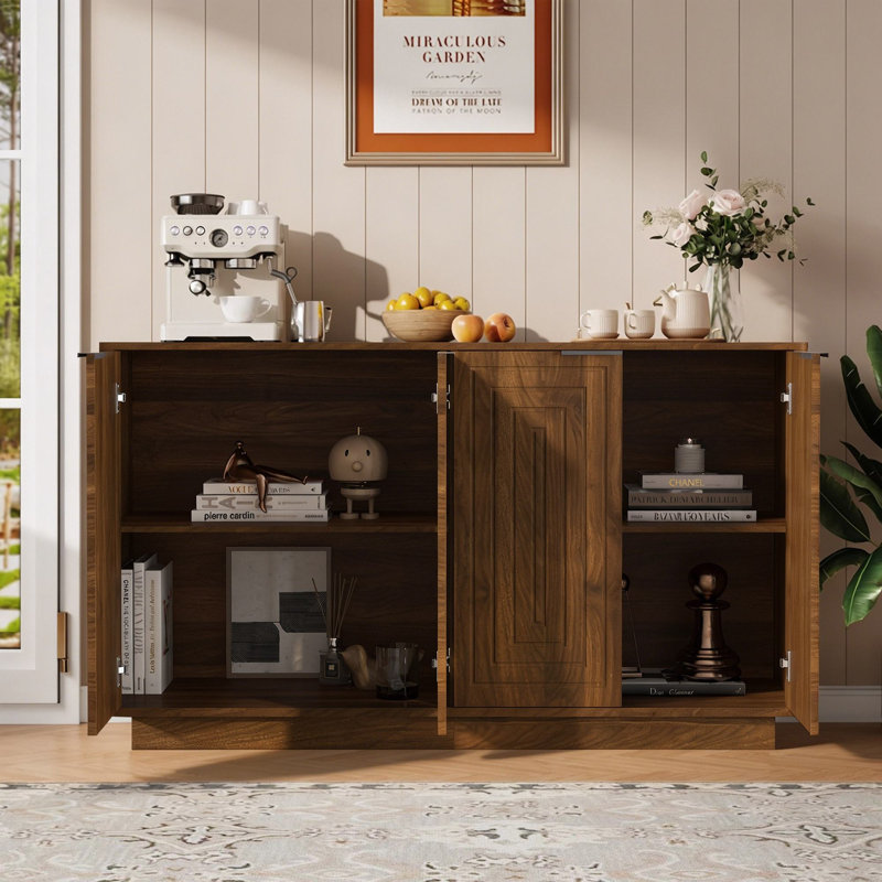 Buffet 55,1 po avec tablettes réglables, Brun