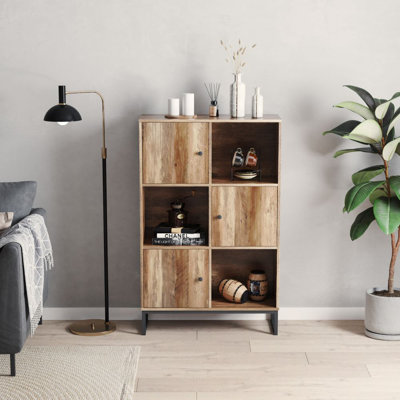 Versatile 50 Inch bookcase with three compartments and three doors Book Case