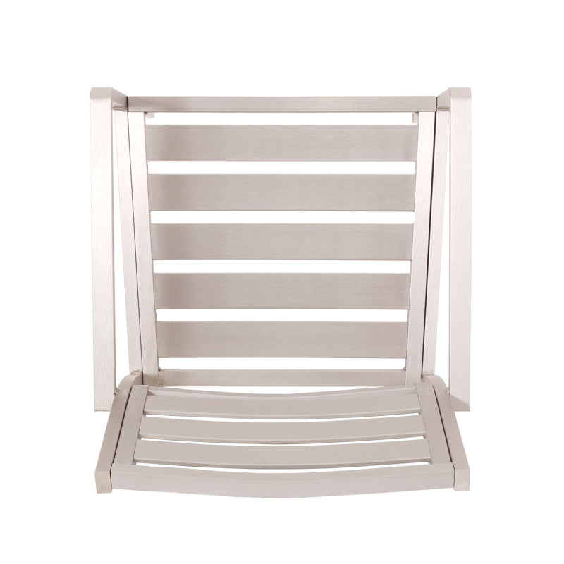 Chaise de salle à manger d'extérieur moderne en aluminium, argent (ensemble de 2)