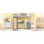 Lit mezzanine double avec échelle, tablettes et bureau