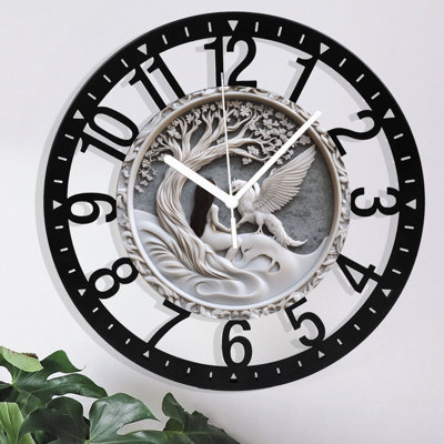 Metal Wall Clock for Living Room -10" Forest Path Lined With Bluebell Flowers Silent Non Ticking,Battery Operated, Antique Clocks for Farmhouse,Bedroom,Kitchen - Arabic Numerals