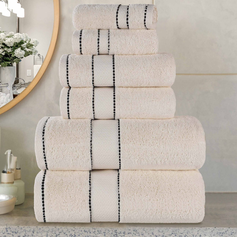 Niles 6 Piece Egyptian Giza Cotton Towel Set, Ivory