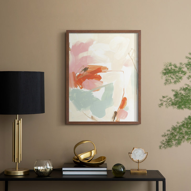 «Peach Blossom Mirage I», reproduction encadrée - bois massif, H 11 po x l 9 po, Noyer