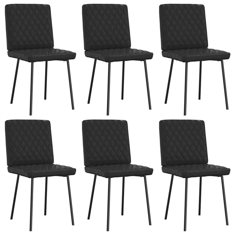  Ensemble de 6 chaises de salle à manger en similicuir noir, contreplaqué et métal, 6