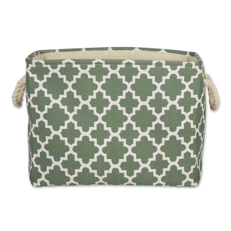 Artichoke Green Fabric Storage Bin with Rope Handles