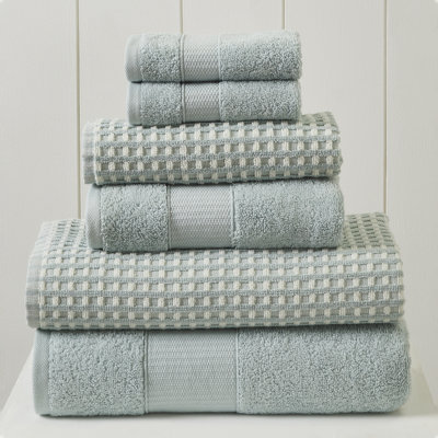 Modern Threads Drucilla 6-Piece 100% Combed Cotton Yarn Dyed Cobblestone Jacquard Towel Set