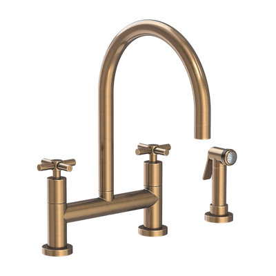 East Linear Kitchen Bridge Faucet with Side Spray