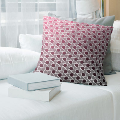 Katelyn Elizabeth Geometric Leather/Suede Reversible Throw Pillow