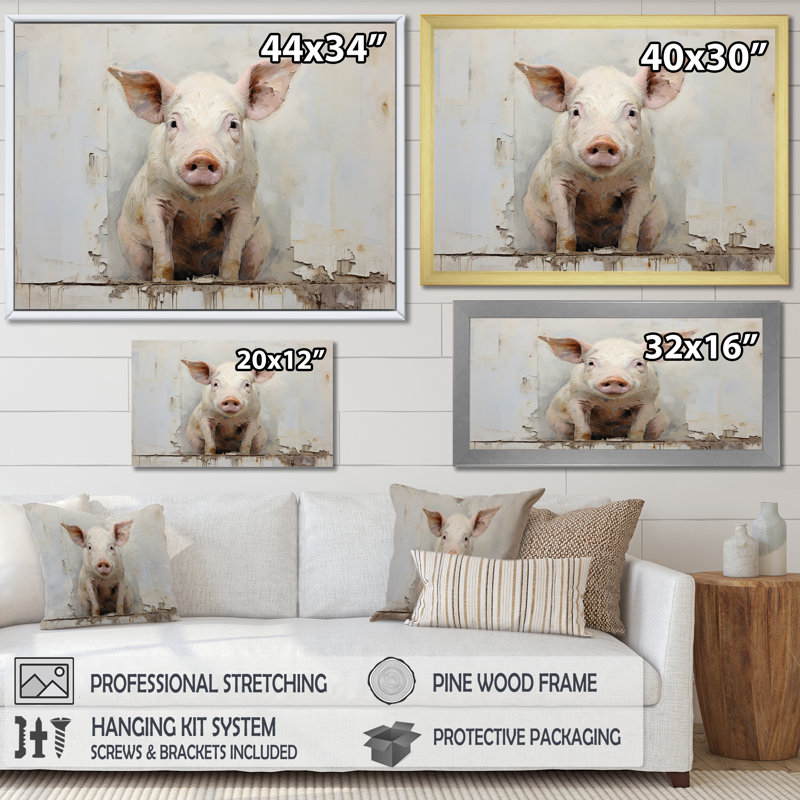 L'art des cochons, H 24 po x l 32 po x P 1 po, Cadre flottant noir