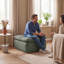 Pouf modulaire à compression pour canapé d'angle, repose-pieds moderne en chenille avec ressorts ensachés, livré en rouleau, sans montage, vert-134050862