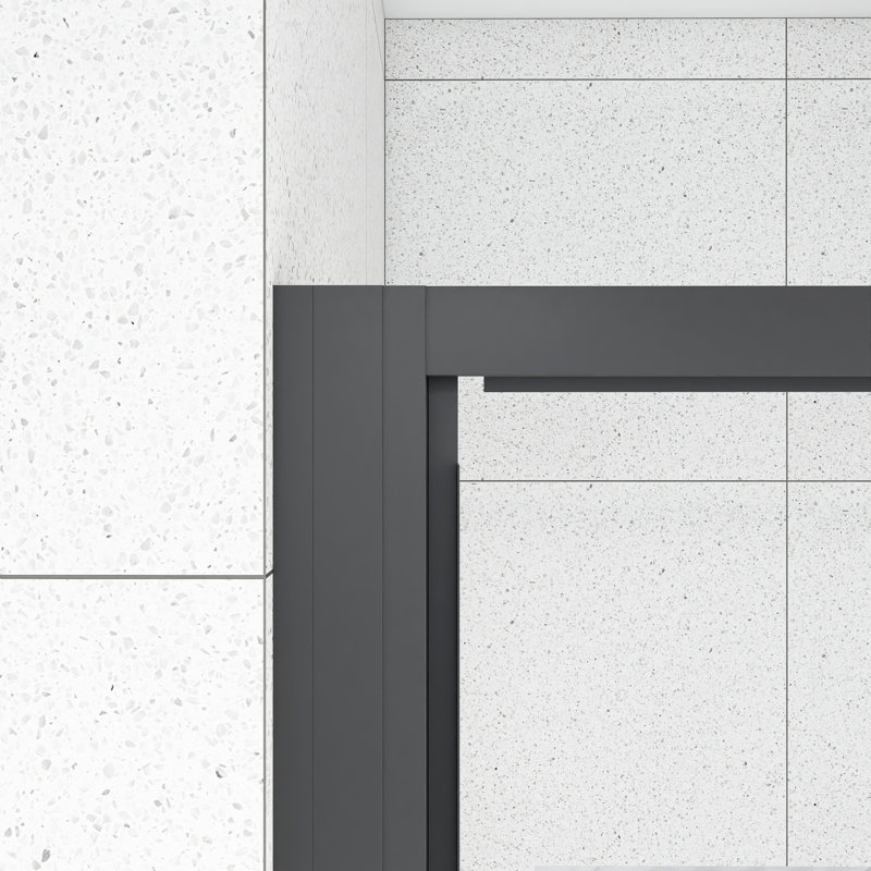50''-54'' W X 70'' H Sliding Semi-Frameless Shower Door In Matte Black Finish