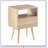 Rattan End Table with Drawer and Solid Wood Legs, Nightstand for Convenient Storage and Charging-512165064