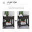Table de bout, table d'appoint étroite avec plateau rabattable, armoire de rangement