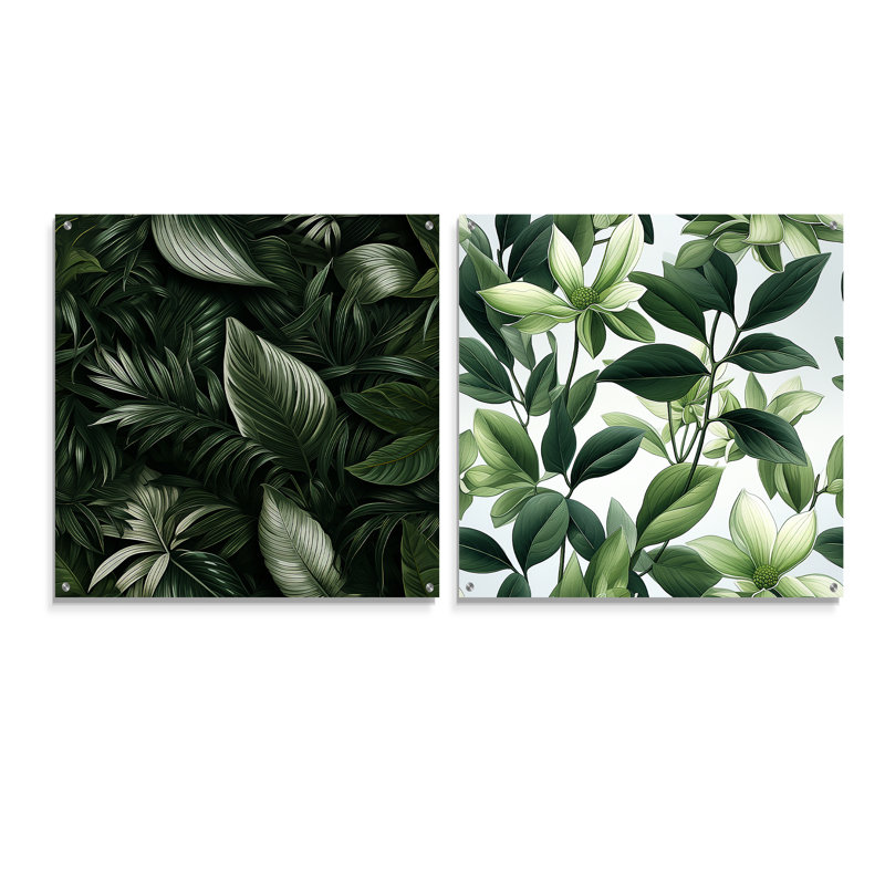 Mirjam - Ensemble d'art mural en verre acrylique Coastal Tropical, H 36 po x l 73 po