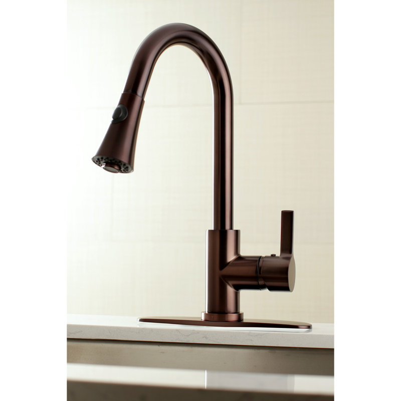 Kingston Brass Continental Single-Handle Pull-Down Kitchen Faucet, Oil Rubbed Bronze