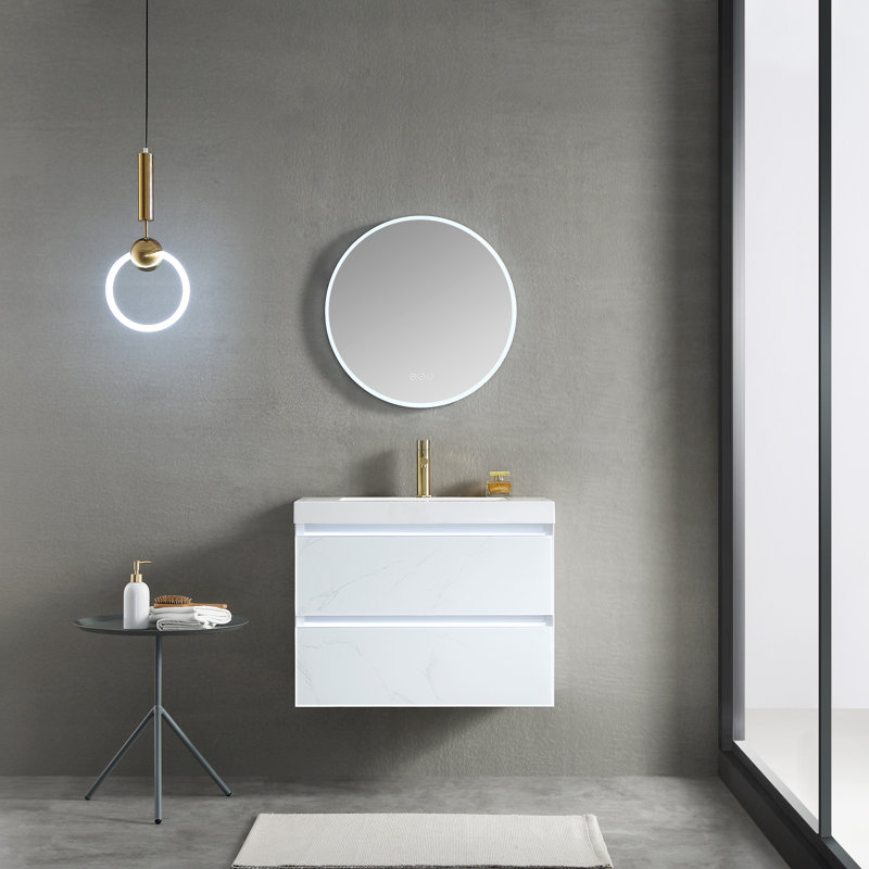 Ensemble de meuble-lavabo mural simple 30 po avec miroir Fahriye