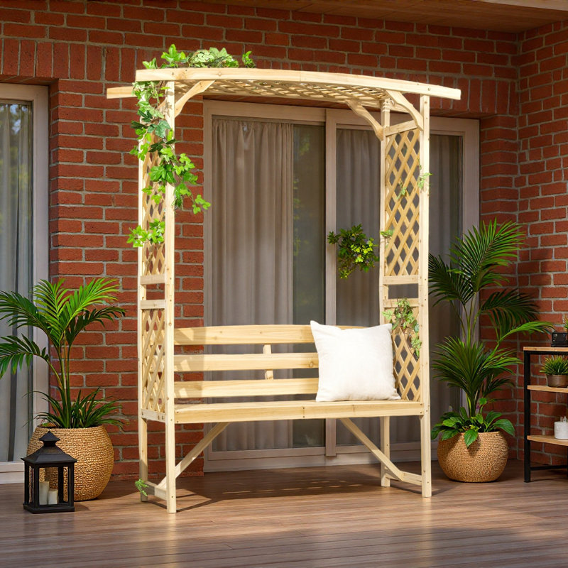 Patio Garden Bench, Wooden Bench, Outdoor Bench for Vines/Climbing Plants