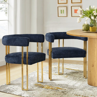 Fauteuil de salle à manger rembourré de 18 po en chenille doré Rienna