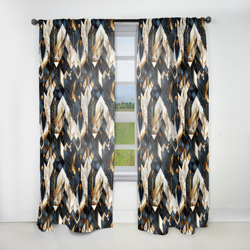 Tribal Fusion Marble Motif IV - Rideau obscurcissant en marbre abstrait - 1 panneaux, L 52 po x L 63 po