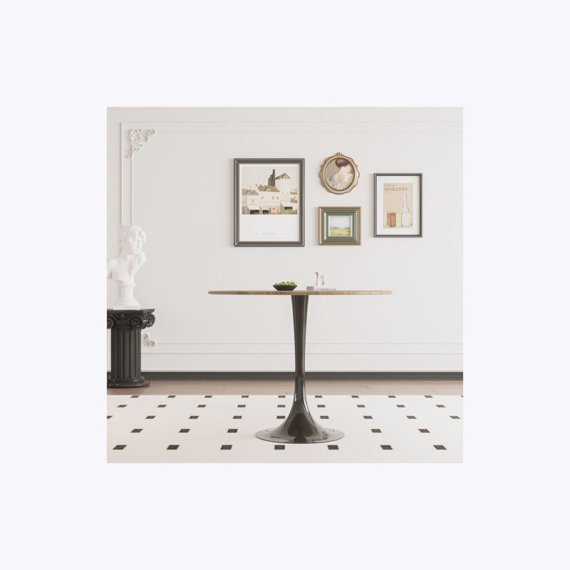 Table de salle à manger à piédestal 31,5 po Kolene, H 29,1 po x L 31,5 po x l 31,5 po, Noir, Black