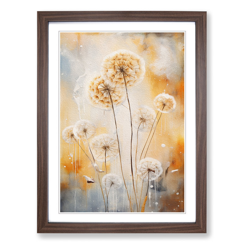 Dandelion Contemporary - Single Picture Frame Print on Wood, Walnut, 46" H x 34" W x 2" D