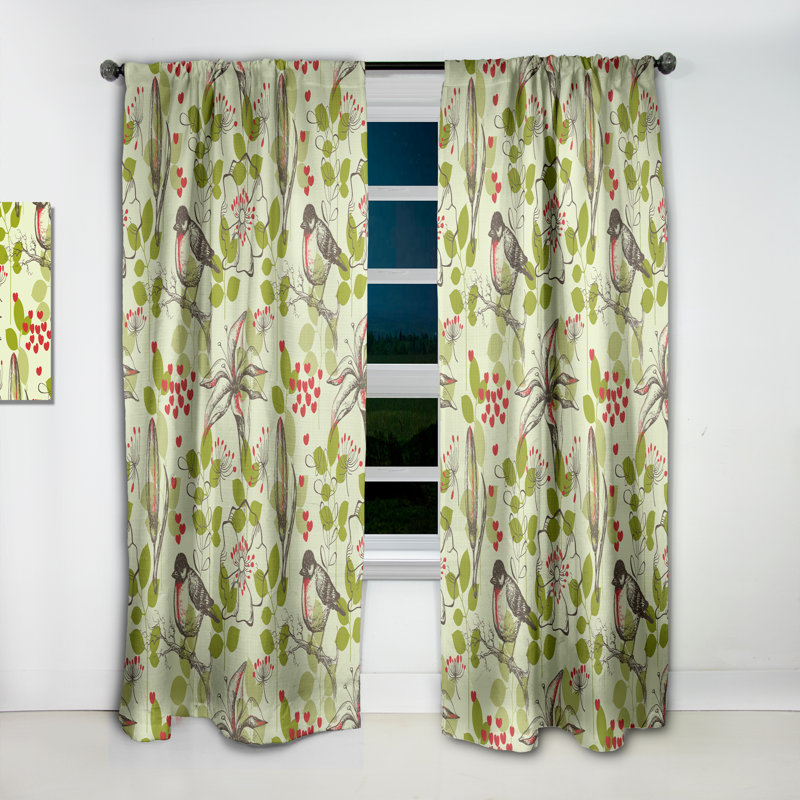 Rideau simple occultant en velours à motif floral avec motif floral, L 52 po x L 95 po