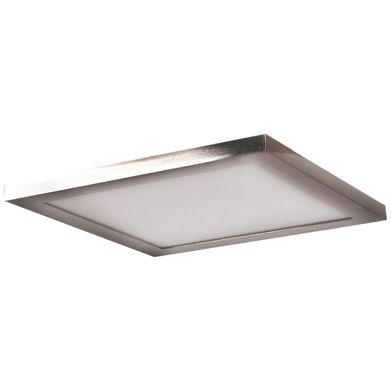 Skiljo Acrylic Flush Mount, Brushed Steel, 0.5" H x 7.5" W x 7.5" D