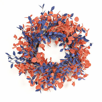 Couronne artificielle 26 pouces à deux tons avec feuilles d'automne pour décoration de l'Action de grâce