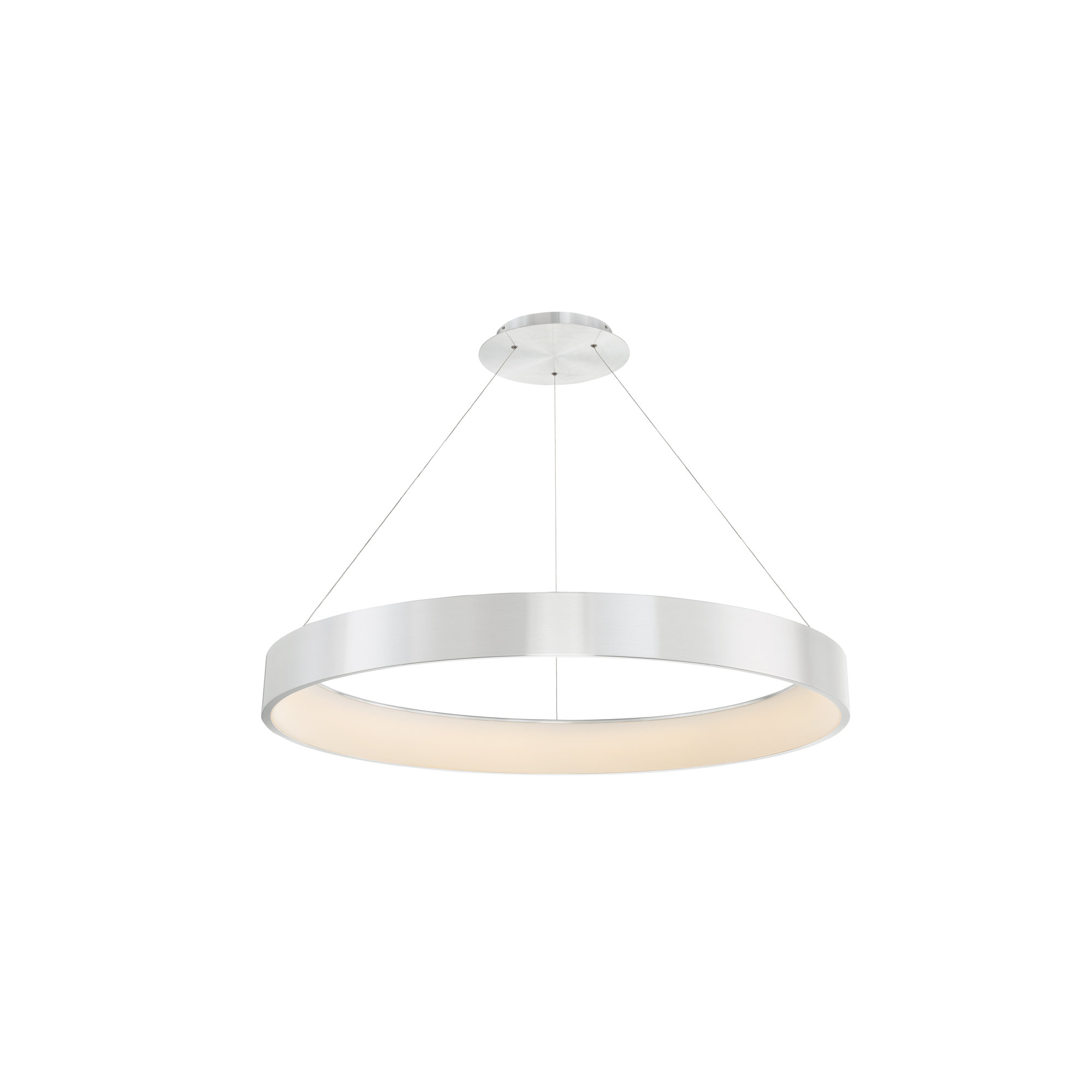 Romain Single Light Acrylic Dimmable LED Pendant, Brushed Aluminum, 4" H x 32" W x 32" D