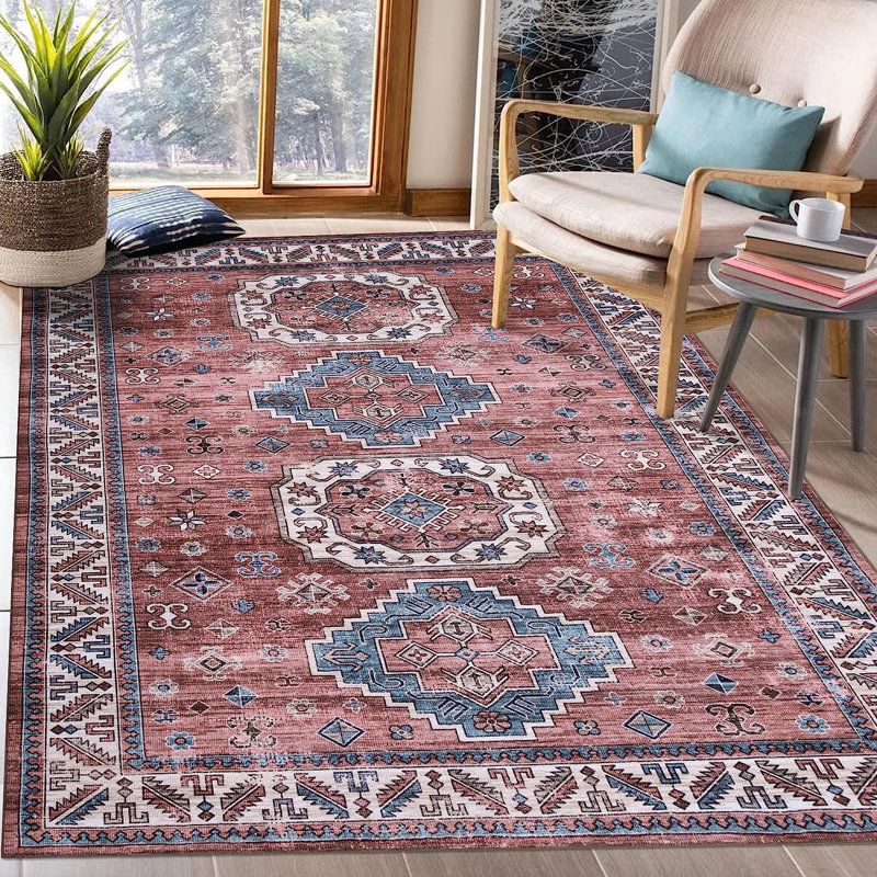 Weybright Washable Oriental Indoor Rug, Rectangle 5' x 7'