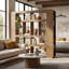 Ensemble de 2 paravents 71 "en bois avec tablettes de rangement ouvertes