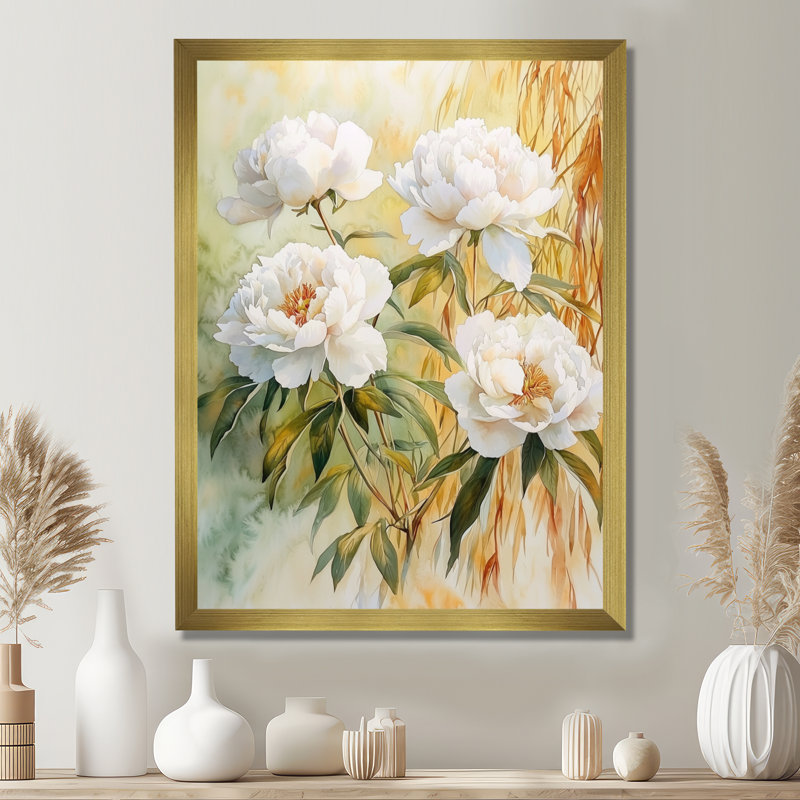 Carlinville - impressions sur toile florales, H 44 po x l 34 po, Picture Framed, Doré