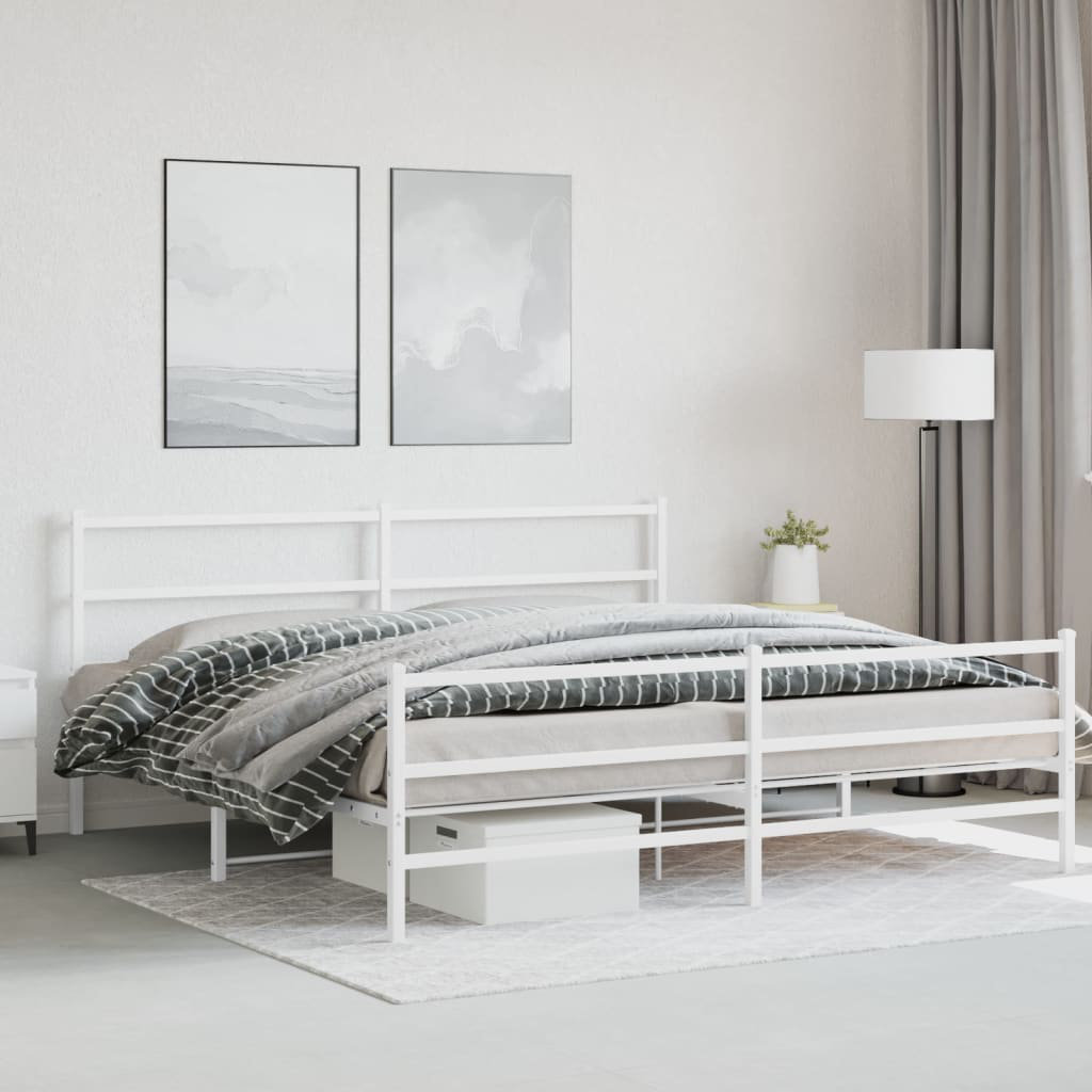VIDAXL Metal Bed Frame White 187x219cm - Image 3
