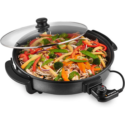 Emperial 30cm Non-Stick Electric Frying Pan Multi Cooker Skillet with Glass Lid - 1500W